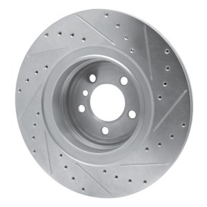 BMW ALPINA B7 Brake Rotor (1) - Rear Left - R1 Concepts - Drilled & Slotted - Silver - `07-`08